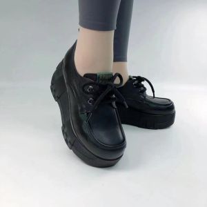 หนัง บล็อกสีย้อนยุค ผู้หญิง รองเท้าก้นหนา ลำลอง รองเท้าส้นสูงแพลตฟอร์ม ฤดูใบไม้ผลิ ฤดูใบไม้ร่วง รองเท้าเดี่ยว ลูกไม้ ขึ้น ทันสมัย รองเท้าส้นเตี้ย