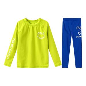 COLDELEMENT | Childrens Surfer Boys Swimwear Long Sleeve Separate Suit Sunscreen Surfing Boys Swimming Costume New Model Fluorescent Green