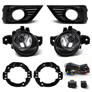 Car Front Bumper Fog Lamps For Nissan March 2021 2022 Daylights DRL Auto Halogen Foglights with Frame Covers Wires Relay 2PCS