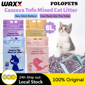 FOLOPETS 6L Cassava Tofu Mixed Cat Litter 99% Deodorizing Can Flush Into The Toilet