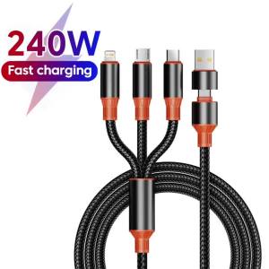 Cáp USB Type C 4 Trong 1 240W Dành Cho iPhone 14 Pro Max Cáp Sạc 3 Trong 1 Cáp Micro 2 Trong 1 Tương Thích Với Samsung Xiaomi Huawei