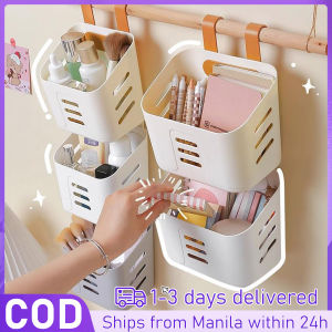 Kitchen Hanging Basket Onion Garlic Organizer Basket Multifunctional Wall-Mounted Basket Organizer For Bathroom Dormitory Office No Punching Household Storage Basket Trolley Hanging Basket