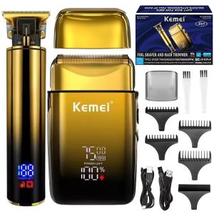 Kemei | Máy Cắt Tóc Và Cắt Râu 2 Trong 1 Kemei Dành Cho Nam Máy Cạo Râu Điện Chuyên Nghiệp Máy Cạo Râu Đầu Hói Có Thể Sạc Lại Với Nhiều Đầu Phun