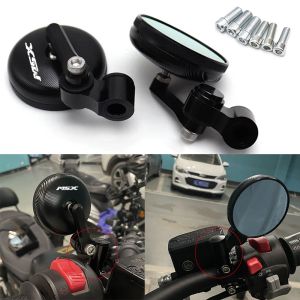 Gương Chiếu Hậu Xe Máy Mini Retro CNC Nhôm Kính Xanh 8mm 10mm Dành Cho Honda Grom125 MSX125 MSX125SF Grom 125 MSX 125