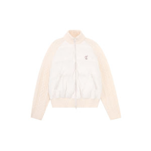 F426 | Asymmetrical Knit Padded Raglan Sleeves Down Jacket