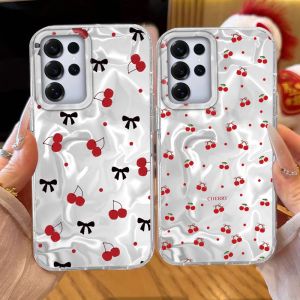 INS Girls Luxury Print Women For Samsung Galaxy S26 S25 S24 S23 S22 S21 Plus S20 FE Ultra Cute Cherry Shell Anti Drop Phone Case