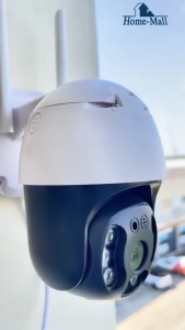 HOME-MALL 4K กล้องกันน้ำ ชื่อมwifi 2.4G ภาพคมชัด กล้องหมุนได้355องศา indoor and outdoor FULL Color ptz camera สีดำ