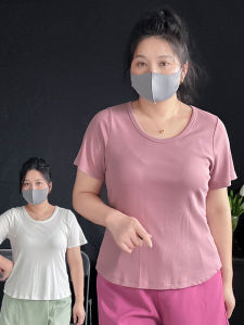 plus Size Cotton T-Shirt Women Loose Fit Shoulder Length Short Sleeve Pure Color Casual Top for plus Size Women Summer Wear