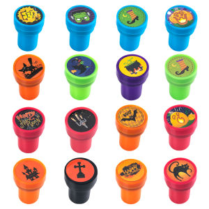 10/20/30pcs Assorted Halloween Stamps Self-ink Plastic Stamps Pumpkin Bat Spider Design Stamp Toys Halloween Themed Party Favors