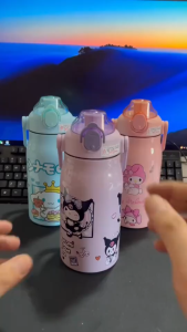 1200ml Large Capacity Sports Water Bottle Melody Kuromi Cinnamoroll Thermos Cup 316 Stainless Steel (MALAKI ACTUAL)