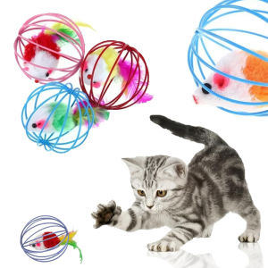 Plush Mouse Ball Toy for Cats in Pet Cages Interactive Bell Ball Toy for Cats Self-Entertainment and Boredom Relief Cat Exercise Toy
