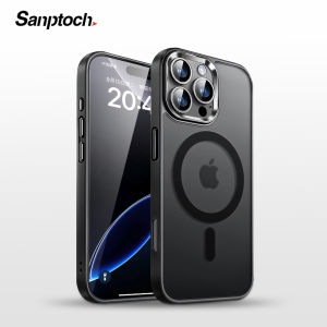 【Super Mag】Sanptoch For Magsafe Premium Phone Case For iPhone 16 / 15 / 14 / 13 Pro Max Matte Anti-fingerprint Back with Soft Silicone Edge Cover For iPhone 16 Pro Max 16e Shockproof Protection Casing