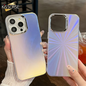 KISSCASE Plating Laser Water Ripple IMD Phone Case For iPhone 15 14 13 Pro Max Colorful Gradient Matte Silicone Anti-fall Shockproof Back Cover For iPhone 15 14 13