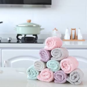 HomiesTrends Microfiber Towel Absorbent Kitchen Cleaning Cloth Non-stick Oil Dish Towel Rags Napkins Tableware Household Cleaning Towel