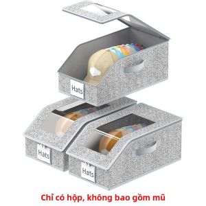 LMETJMA Hộp Đựng Mũ Có Thể Xếp Chồng Lên Nhau Mũ Bóng Chày Hộp Lưu Trữ Dạng Lật Có Hỗ Trợ Bằng Bìa Cứng Vải Không Dệt Thân Thiện Với Môi Trường Dung Tích 12 Mũ