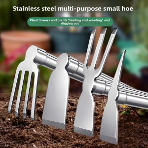MONLEYTA | Stainless Steel Two-In-One Mini Hoe And Iron Rake For Gardening And Farming Home Vegetable Planting Field Digging Tool