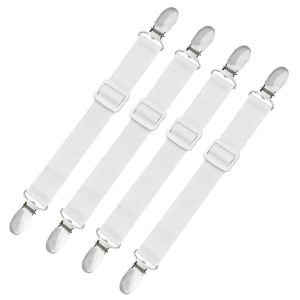 4Pcs/set Bed Sheet Straps Adjustable Elastic Fitted Sheet Corner Holders Strap to Stay in Place Non-Slip Fasteners Clips Gripper