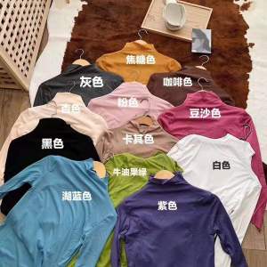 Slim Fit Modal Base Shirt Womens High Collar Spring Autumn Thin Long Sleeve T-Shirt Korean Style Solid Color Commute Fashion