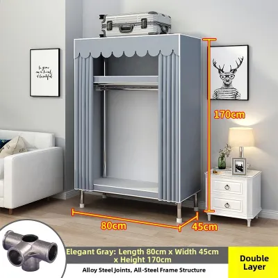 ZHENTAIYUAN | Durable Home Bedroom Wardrobe Full Steel Frame Thickened Assembled Cloth Closet