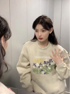 American Style round Neck Hoodless Sweatshirt Womens Loose Korean Trendy Brand High-End Lazy Thin Outerwear Spring Autumn