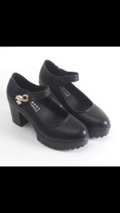 【COD】Women Comfortable Soft Leather shoes casual high heel shoes Office shoes
