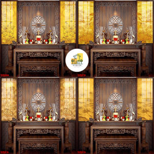 Tranh Trúc Chỉ Phòng Thờ bộ 2 tấm - Tranh chất liệu tráng gương  Laminate  - Tranh treo tường TP Decor