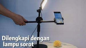 Overhead Phone Stand + Led / Holder Bracket 360° + Lampu Fotografi / TRIPOD HP RINGLIGHT KAMERA / STAND HOLDER MEJA BUAT KONTEN