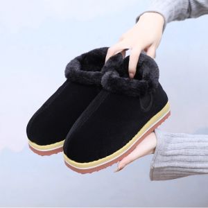 Mùa Đông Dép Cotton Thủ Công Dày Lót Lông Cừu Ấm Áp Cho Người Lớn Tuổi Trong Nhà Chống Trượt Đế Dày Giày Cưới Co Giãn Dép Gà