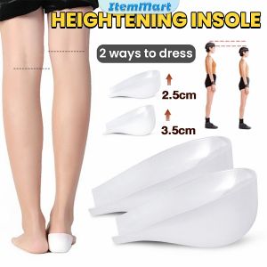 ItemMart 2.5cm 3.5cm Height Increased Shoe Insoles Taller Insert Elasticity Heel Cup Invisible Pad Cushion