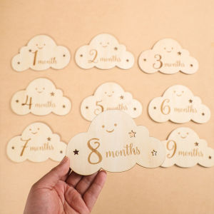8Pcs Baby Milestone Card Wood Bayi Kartu Milestone Kartu Baby Month Prop Foto Bayi
