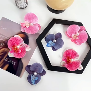 Jepit Bunga Anggrek Aesthetic Klip Aksesoris Rambut Cantik Pretty Orchid Flower Hair Clip Daily Fashion Style