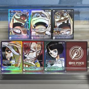 Bandai | 6Pcs One Piece Japanese Anime Collection Card OPCG Monkey D.Luffy Lim Nico Robin Marshall D.Teach Buggy Shanks Game Cards Toys