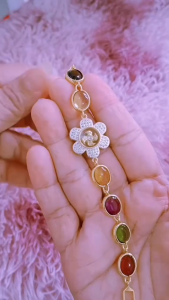 สร้อยข้อมือกังหันนำโชค แชกงหมิว เสริมดวง เงิน งาน ความรัก กำไลแชกงหมิว พลอย 7 สี พลอยแดง ทองคำชุบ A1-P164