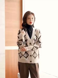 Áo khoác len nữ cardigan dáng ngắn áo len khoác ngoài cổ V