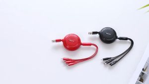 Cáp sạc dây rút 3in1 Baseus CAMLT Golden Loop Elastic Fast Charge Cable (Hàng chính hãng)