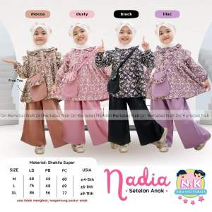 Setelan anak terbaru 2023 Nadia set kids free tas kecil cantik baha katun adem nyaman