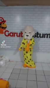 Kostum Maskot Badut Fu Lu Shou Kuning Setelan Fashion Karnaval
