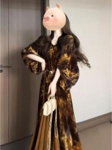 New Chinese Style National Trend Design Spliced Long Dress High Fashion Tea Break Skirt This Years Popular Big Brand Dress