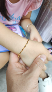 Lắc tay titan nữ vàng không gỉ dây mắt xích không mặt cá tính 2.5 mm