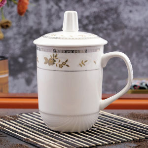 Personal Ceramic Tea Cup with Lid for Office Use Chinese Style Meeting Cup Owner Cup Drinking Tea Cup Handmade Jingdezhen Porcelain