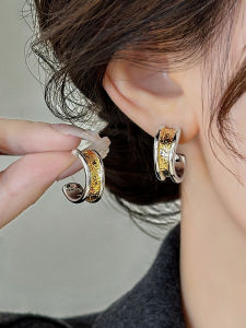 YICAN | Retro Contrasting C-Shaped Earrings S925 Sterling Silver