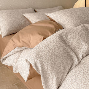 Pure Cotton Bedding Set 4-Piece Japanese Style Double Layer Embroidered Bedding Coverlet Duvet Cover Single Bedding 3-Piece Set