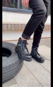 Falimottype Mens Work Boots Casual Black Durable Safety Shoes Steel Toe & Puncture Resistant Classic Labor Protection Shoes