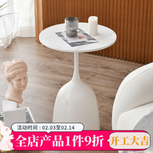 Maifan Scandinavian Accessible Luxury Stone Plate Coffee Table Minimalist Small Apartment Living Room Sofa round Side Table Bedroom Bedside Table Side Table
