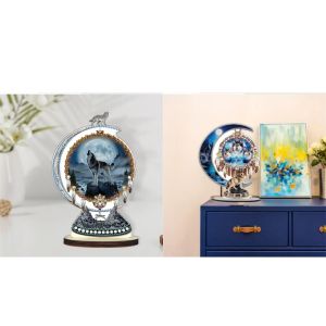 1 PC DIY หมาป่าเพชร Art โต๊ะเครื่องประดับด้านไม้คริสตัล Rhinestone หัตถกรรมสําหรับตกแต่งโฮมออฟฟิศ