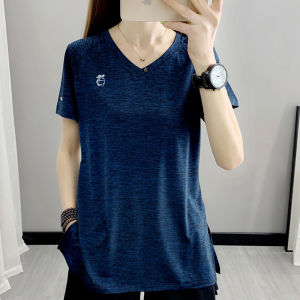 Womens Outdoor Quick Dry V-Neck Short Sleeve T-Shirt Breathable Loose Fit Running Fitness Yoga Top plus Size Ultra Lightweight