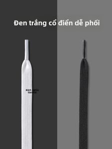 ZHIHAOEN | Dây giày Skechers chính hãng màu trắng đen phẳng rộng đàn hồi chống trượt chống mài mòn cho nam và nữ