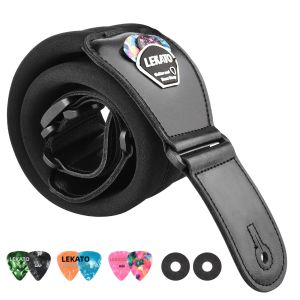 Dây Đeo Đàn Bass LEKATO LGS-2 Bằng Da Bò Có Thể Điều Chỉnh Dành Cho Đàn Bass Acoustic/điện 6 Vị Trí Đặt Pick Phụ Kiện Đàn Guitar