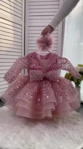 Elegant and Unique Girl Sequined Dress Flower Children Wedding Evening Dress Suitable for the First Christmas Luxury Girl Dress