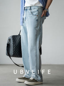 UBV | Washed Blue Heavyweight Drooping 3D Business Casual Jeans